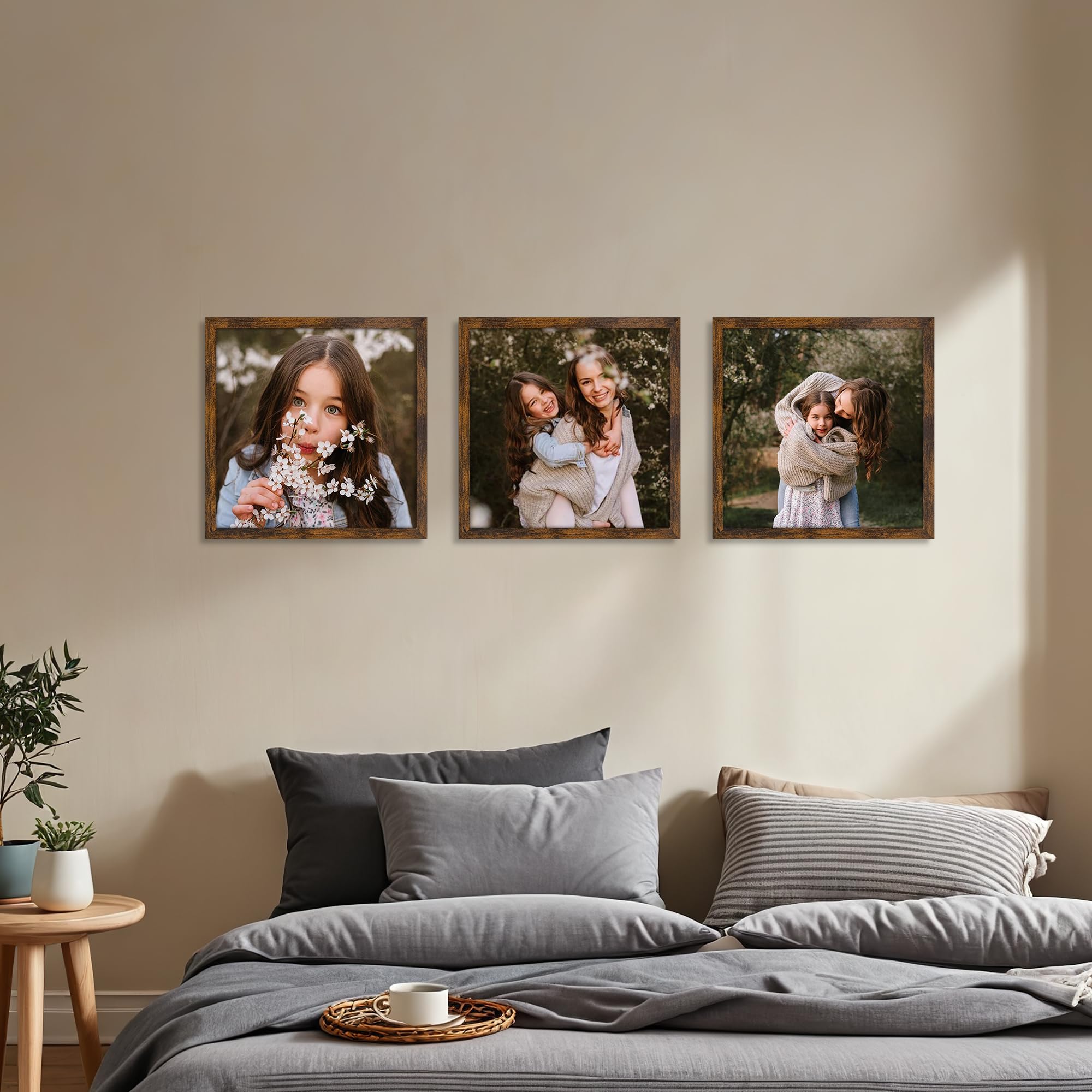 Giftgarden 8x8 Picture Frame Rustic Brown, 8 by 8 Thin Square Photo Frame for Gallery Wall Tabletop Display, Single